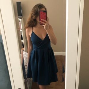 Boutique blue semi formal spaghetti strap dress